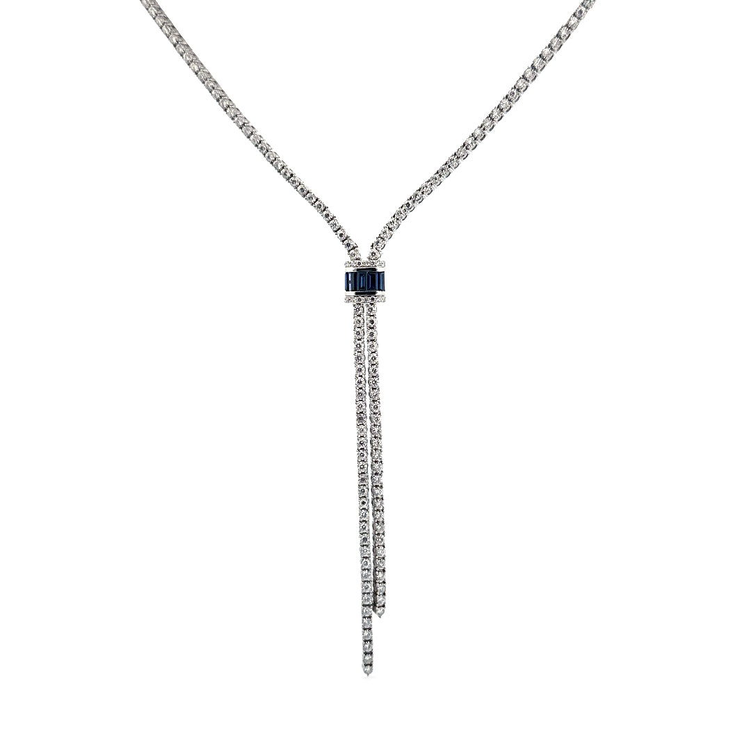 10Kt Sapphire & Diamond Tennis Necklace