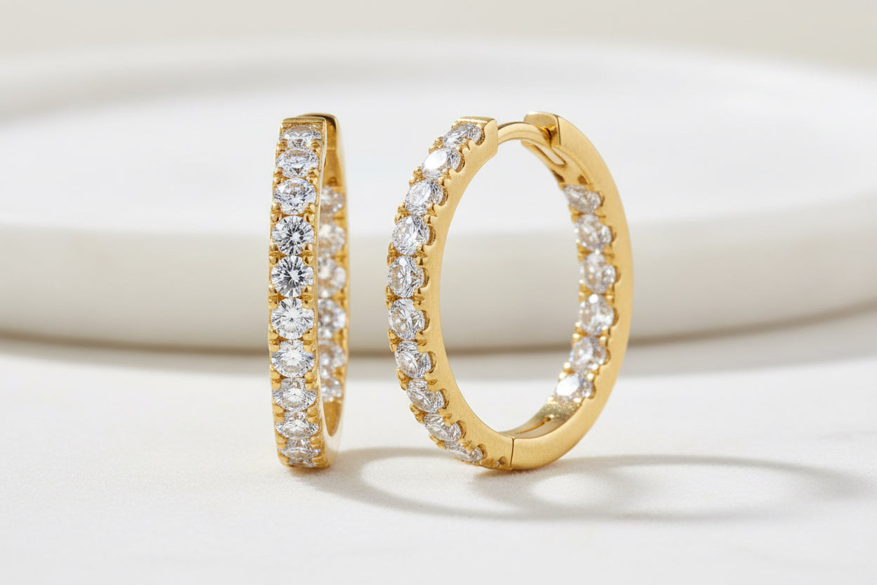 10Kt Day/Night Huggie Style Hoops