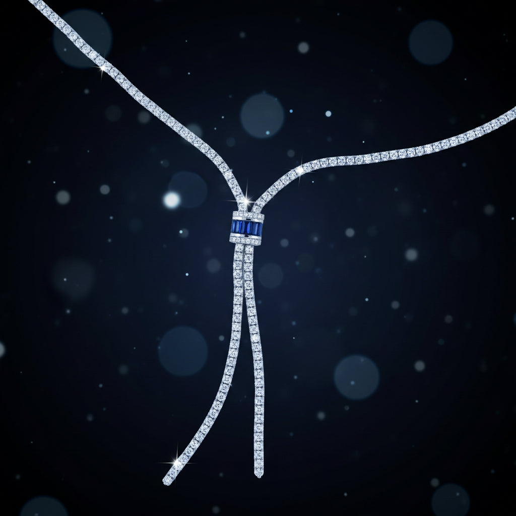 10Kt Sapphire & Diamond Tennis Necklace