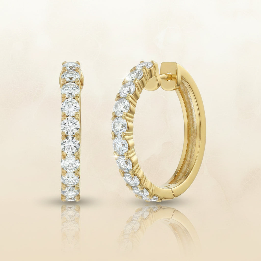 10Kt Diamond Hoops