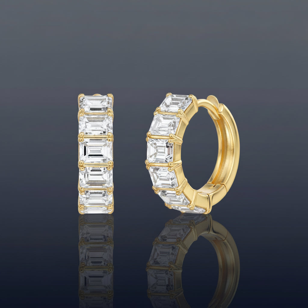 10Kt Emerald Set Hoops