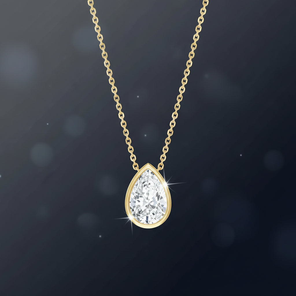 18Kt Classic Solitaire Pendant on Chain